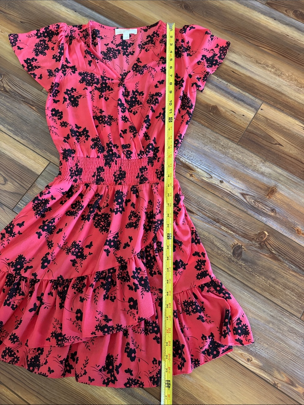 Michael Kors Floral Ruffle Dress with Smocked Waistband Size xs - Picture 8 of 10